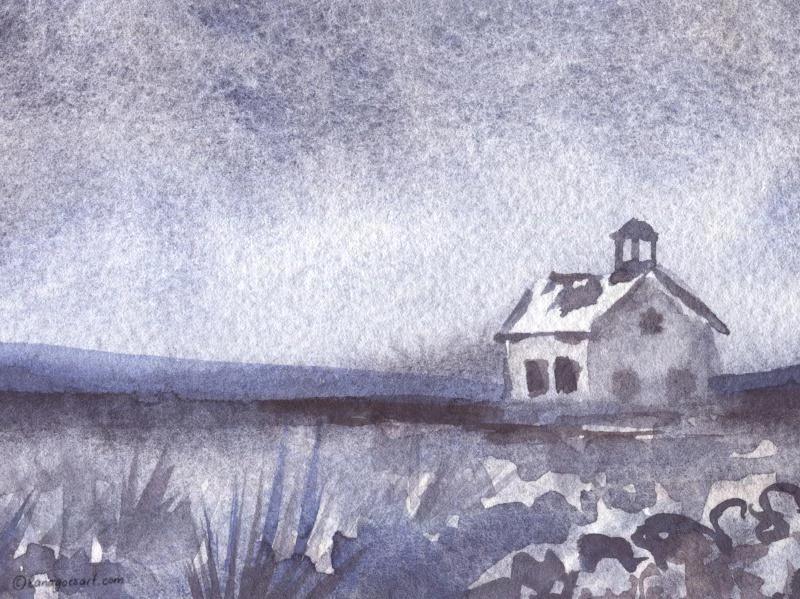 Color Study: Caput Mortuum And Cobalt Blue - A Granulating Joy